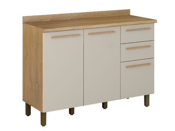 Balcão de cozinha 3 portas 2 gavetas Pérola REF 1200 – Cinamomo/Off white