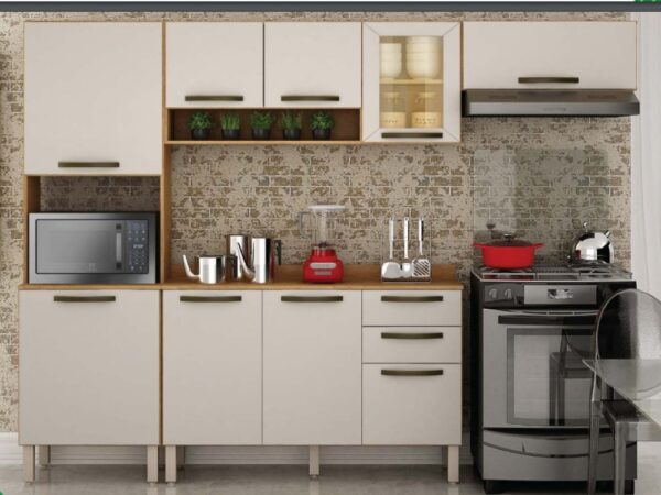 Cozinha Completa Valência com Aéreo 3 portas Reflecta 4 peças - Carvalho/Off White