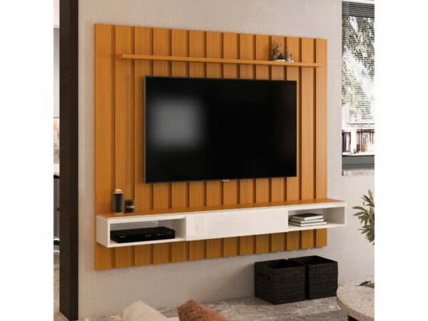 Painel Brise com Nicho Universal 1.8 75"-  Off White/cedro