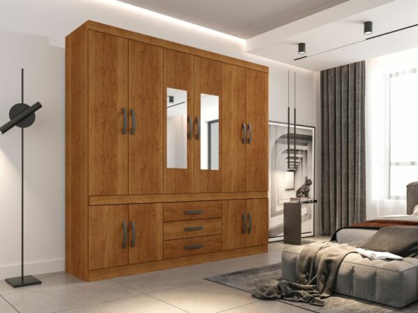 Guarda-Roupa Parma 10 portas com espelho - Cinamomo
