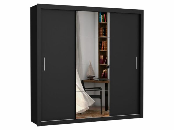 Guarda-Roupa Veneza Plus c/ espelho 3 portas e 4 gavetas – Preto