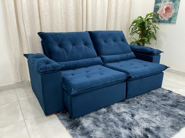 Sofá Retrátil Reclinável Las Vegas 2.30m – Azul Veludão
