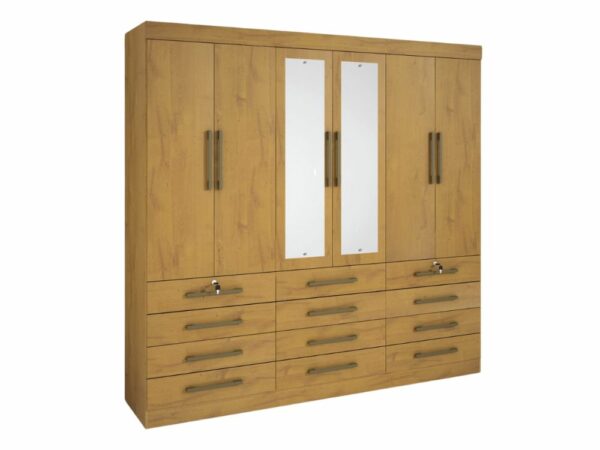 Guarda-Roupa Mônaco c/ espelho 6 portas e 12 gavetas – Cinamomo