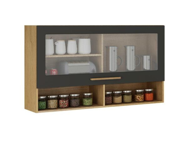 Armário de Cozinha Aéreo 1 porta Pérola REF 1200 – Cinamomo/Grafite