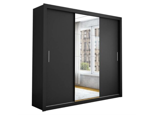 Guarda-Roupa Dubai Plus c/ espelho 3 Portas e 3 Gavetas – Preto
