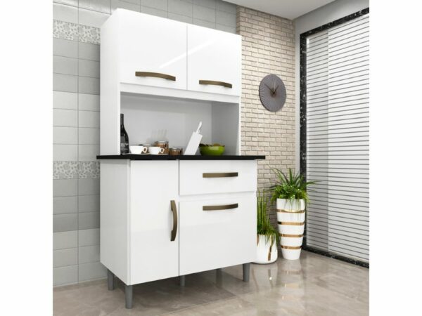 Armário Kit de Cozinha Luiza 4 Portas 1 Gaveta - Branco