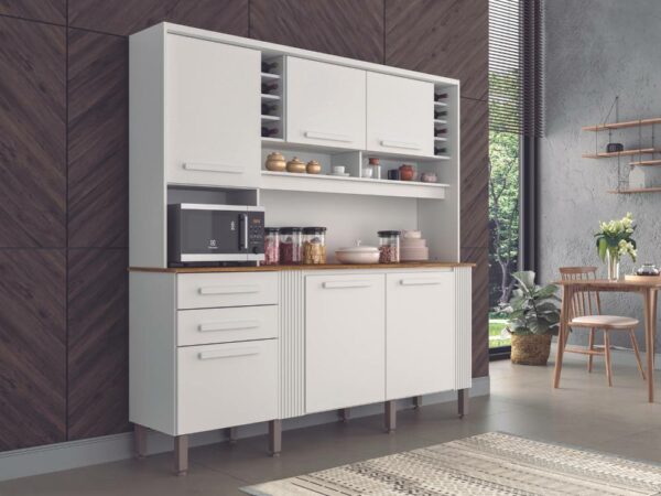 Armário Kit de Cozinha Catar 6 Portas 2 Gavetas – Branco