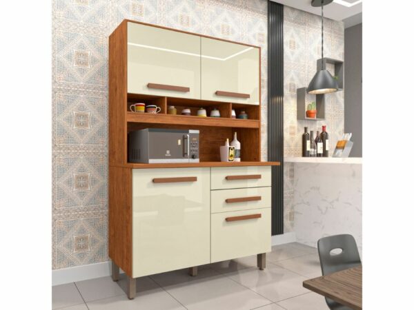 Kit de Cozinha Sofia 4 Portas 2 Gavetas - Cinamomo/Off White