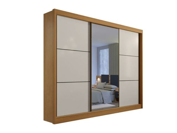Guarda-Roupa New Dallas 3 portas e 6 gavetas – Cinamomo/Off White Flex