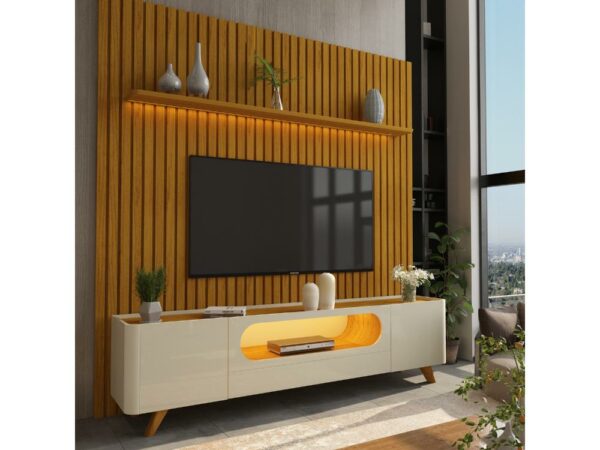 Rack com Painel Nobre 85″ –  Naturale/Off White