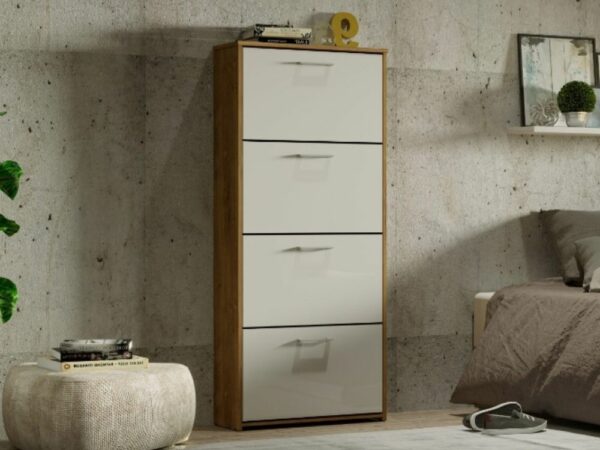 Sapateira Anne 4 gavetas – Canela/Off White