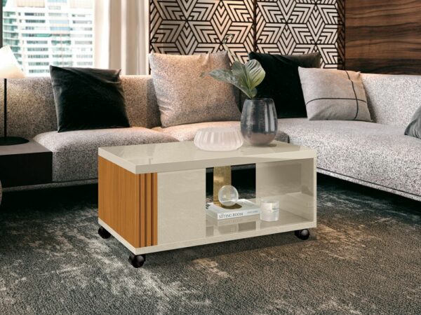 Mesa de Centro Prática – Off white/Cedro