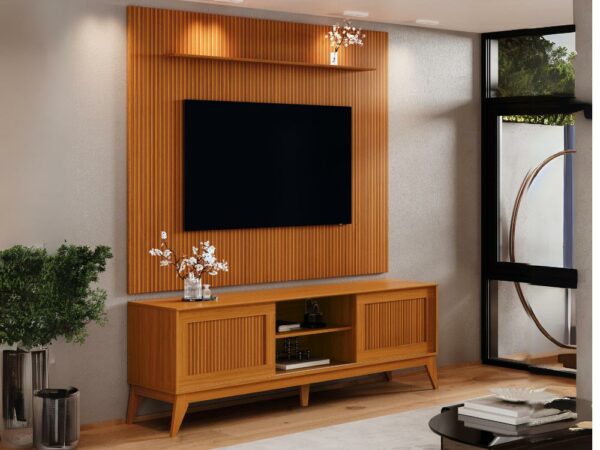 Rack King com Painel Avant 75″ –  Cedro Ripado