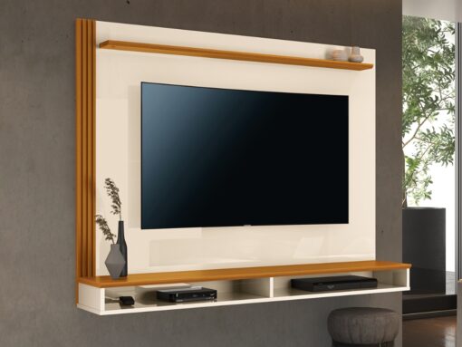 Painel Davos 55" - Off White/Cedro
