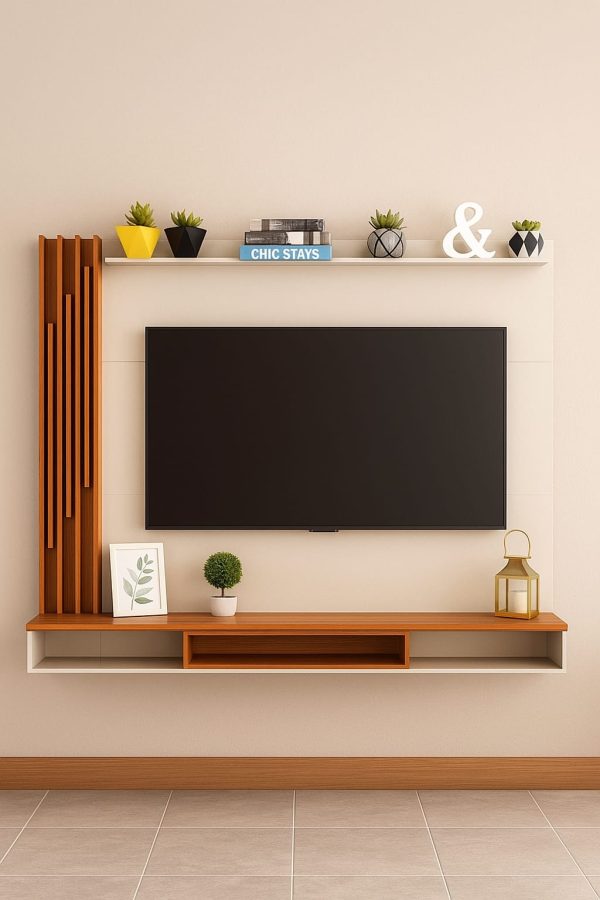 Painel Aston 55" - Off White/Cedro