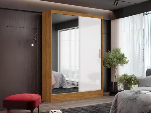 Guarda-Roupa Santiago c/ espelho 2 Portas e 2 Gavetas - Cinamomo/Off White