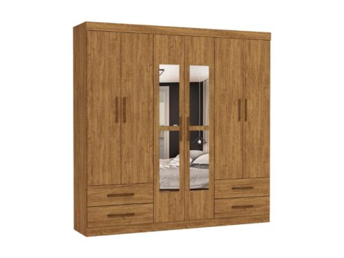 Guarda-Roupa Hércules c/ espelho 6 portas e 4 gavetas - Cinamomo