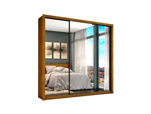 Guarda-Roupa Veneza Gold c/ espelho 3 portas e 4 gavetas - Cinamomo