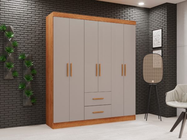 Guarda-Roupa Estrela 6 portas - Cinamomo/Off White