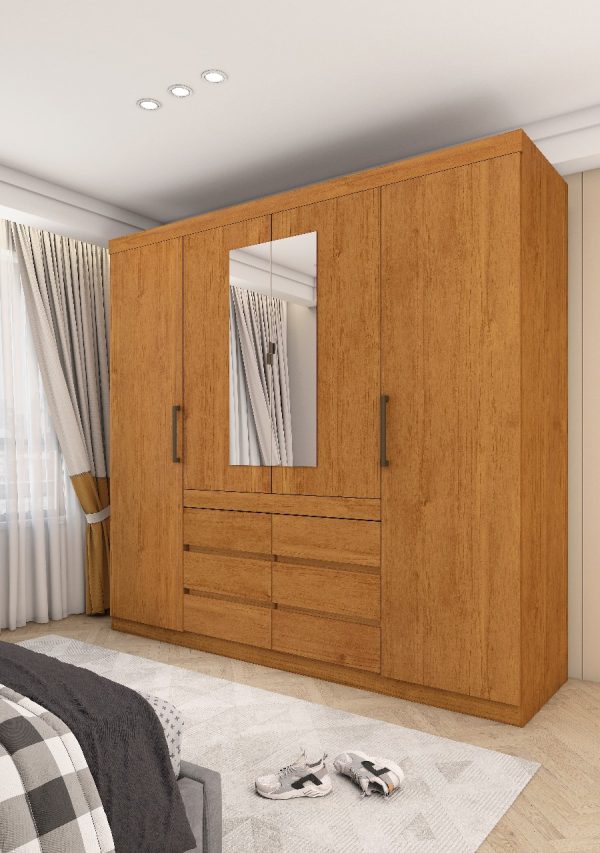Guarda-Roupa Império 4 Portas 6 Gavetas c/esp - Cinamomo