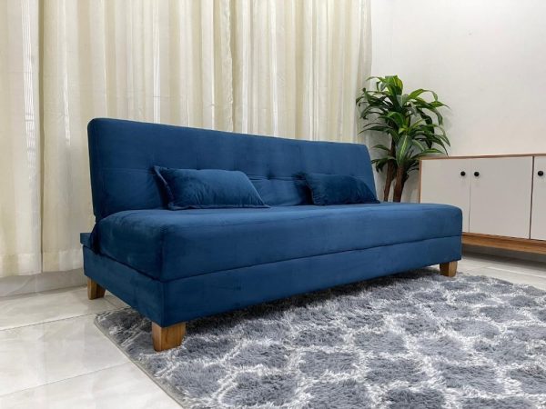 Sofá Cama Arpoador 1.85m - Azul Veludão