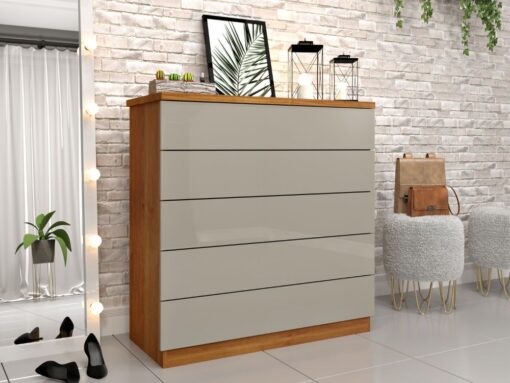 Cômoda Premium 5 Gavetas - Cinamomo/Off White