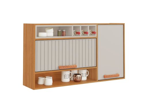 Armário de Cozinha Aéreo Nápoles 1,20m  - Cinamomo/Off White