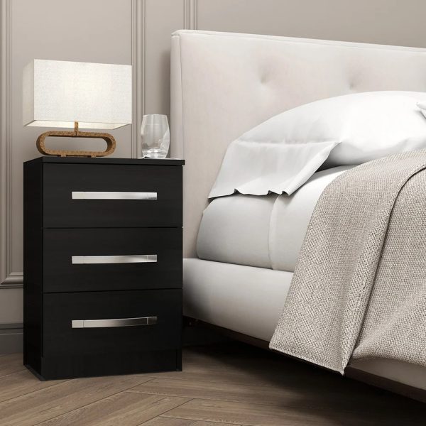 Mesa de cabeceira 3 gavetas Ref.: 011 - Preto