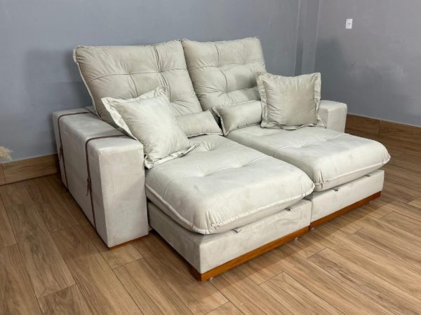 Sofá Retrátil e Reclinável Kioto 2.50m - Bege Veludo