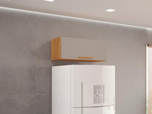 Armário de Cozinha Aéreo Geladeira New Valência - Cinamomo/Off White