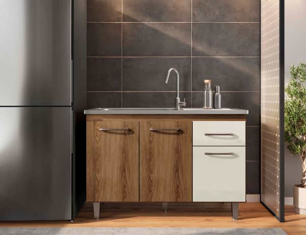 Balcão de cozinha França para pia 1,18 - Mel/Areia