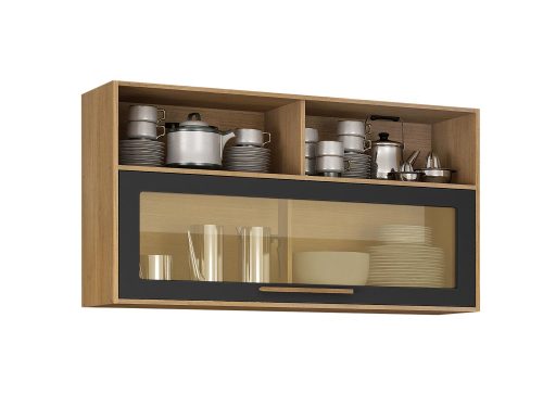Armário Aéreo de Cozinha Salvador 1,20m - Cinamomo / Grafite