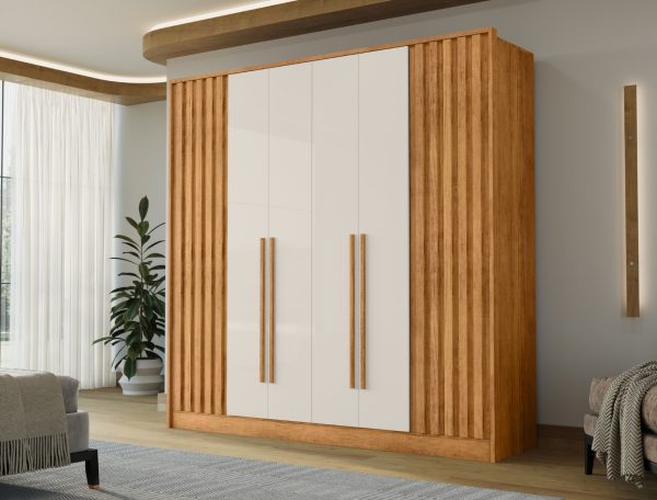 Guarda-Roupa Navegantes 6 portas Ripado - Cedro/Areia