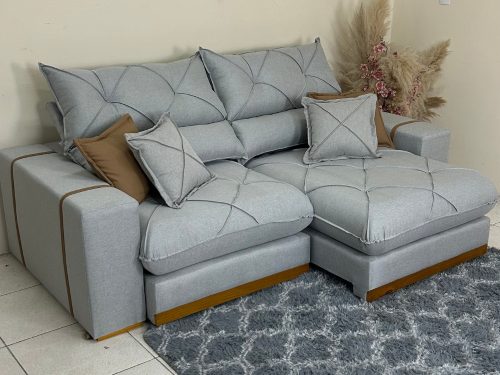 Sofá Retrátil e Reclinável Gran Bello 2.30m - Cinza Linho