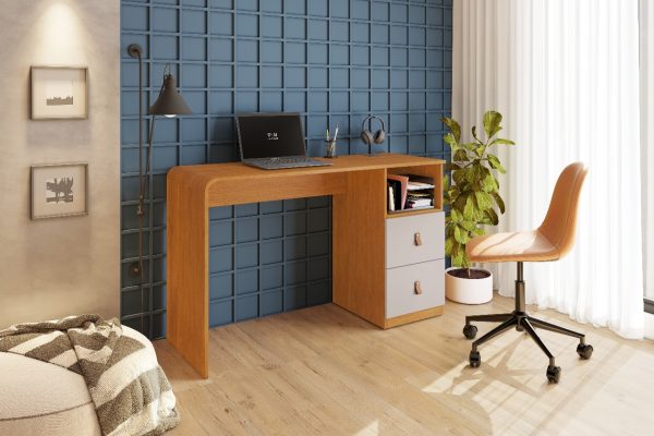 Escrivaninha JCM Alice 2 Gavetas - Cinamomo/Off