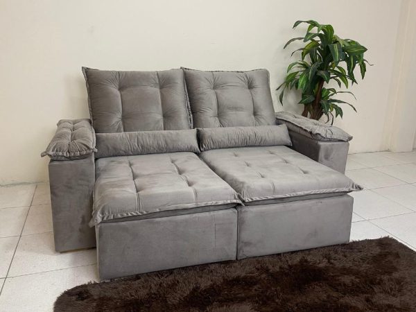 Sofá Retrátil Reclinável Atenas 2.00m - Capuccino Veludo