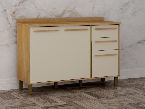 Balcão de Cozinha Salvador 1,20m - Cinamomo / Off White