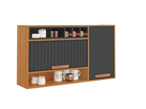 Armário de Cozinha Aéreo Nápoles 1,20m  - Cinamomo/Grafite