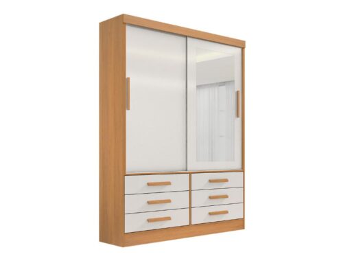 Guarda-Roupa Meridian 2 portas e 6 gavetas - Cinamomo/Off White