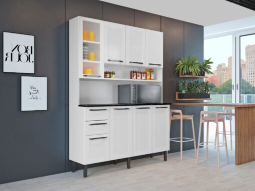 Armário Kit de Cozinha Florença 8 Portas 2 Gavetas - Branco