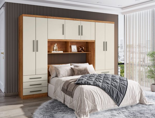 Guarda-Roupa Acoplado México 5 portas + Floripa 2 portas Casal - Cedro/Areia