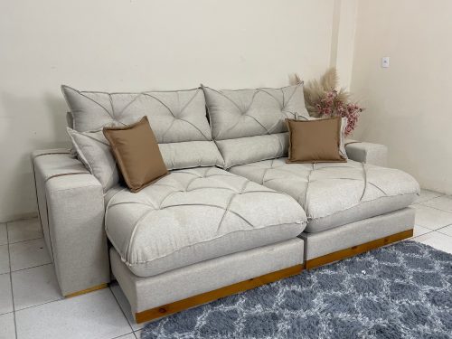 Sofá Retrátil e Reclinável Gran Bello 2.00m - Bege Linho