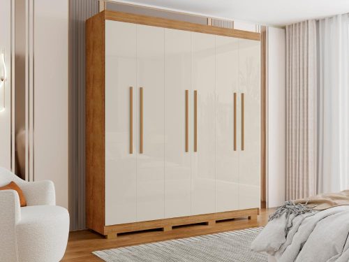 Guarda-Roupa Porto Bello Plus 6 portas - Cedro/Areia