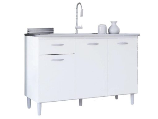 Balcão de cozinha Poquema para pia 1,20 - Branco