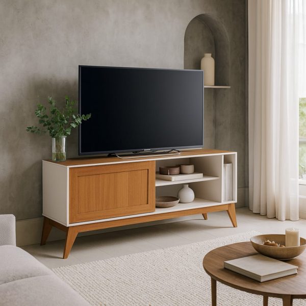 Rack Aruba 55" - Off White/Cedro