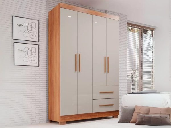 Guarda Roupa Estrela 4 portas - Cinamomo/Off White