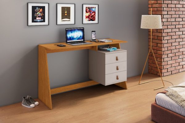 Escrivaninha Gaby 3 Gavetas - Cinamomo/Off