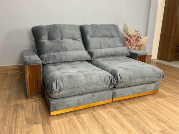 Sofá Retrátil e Reclinável Búzios 2.30m - Cinza Veludo