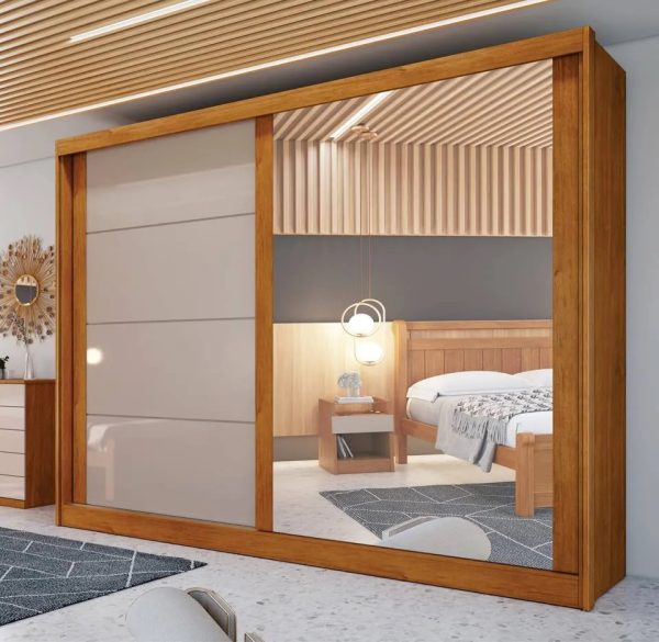 Guarda-Roupa Viena c/ Espelho - Nature/Off White