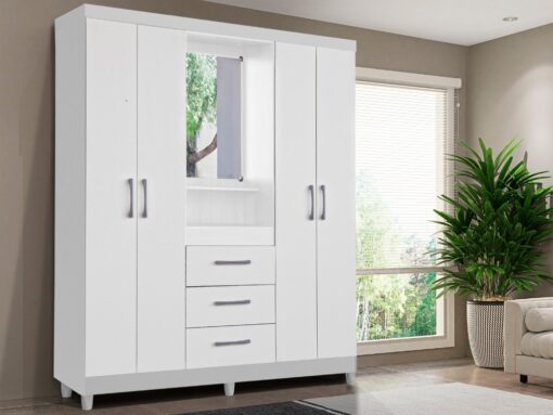 Guarda-Roupa Capelinha Lyon 4 portas com espelho - Branco